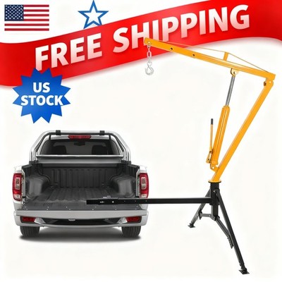 Crane, 1000 Lbs Capacity 360° Swivel Boom Yellow Mounted Hitch Truck Hydraulic