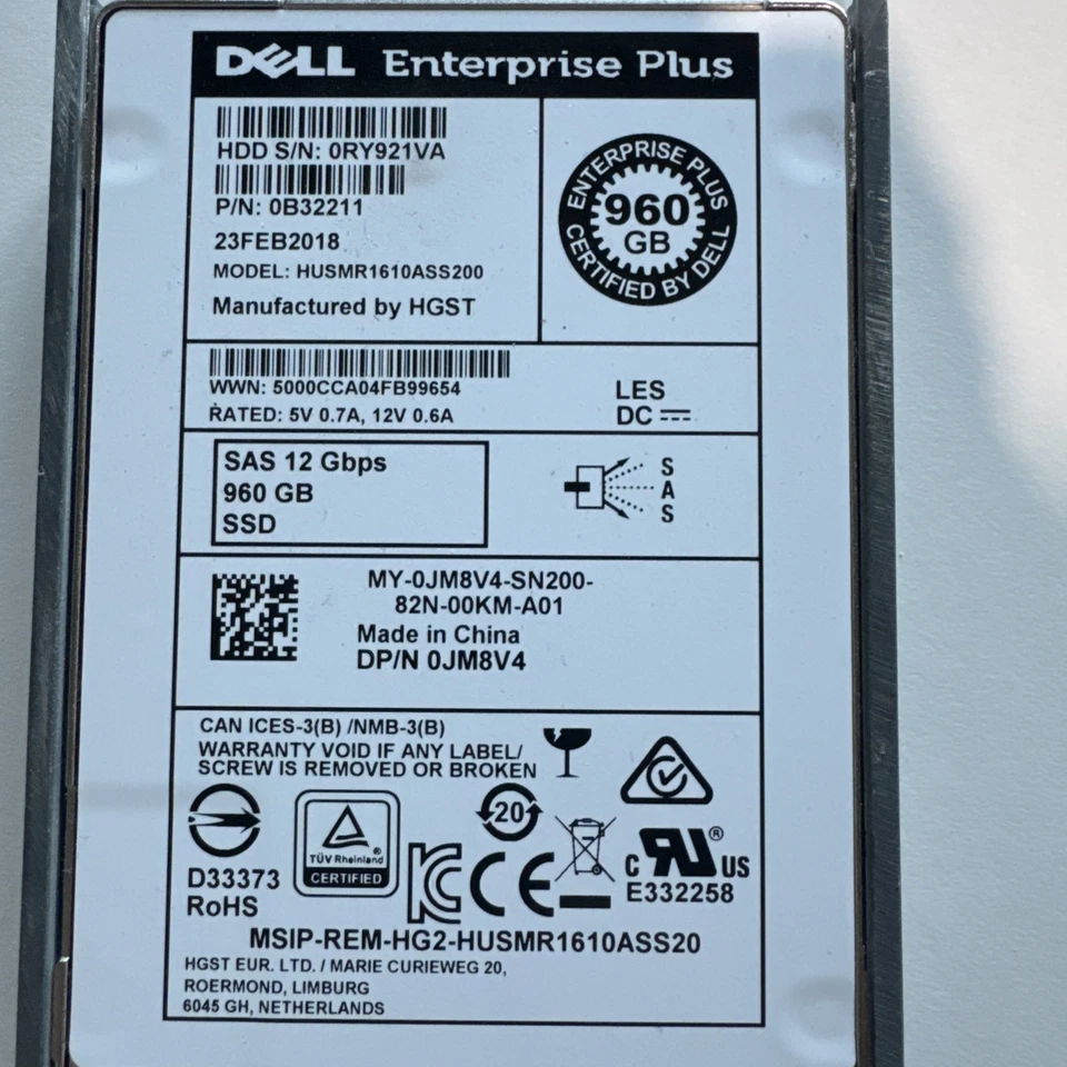 Dell Compellent 960GB 12Gbps SAS RI MLC 2.5 SSD (JM8V4) - Image 4 of 4