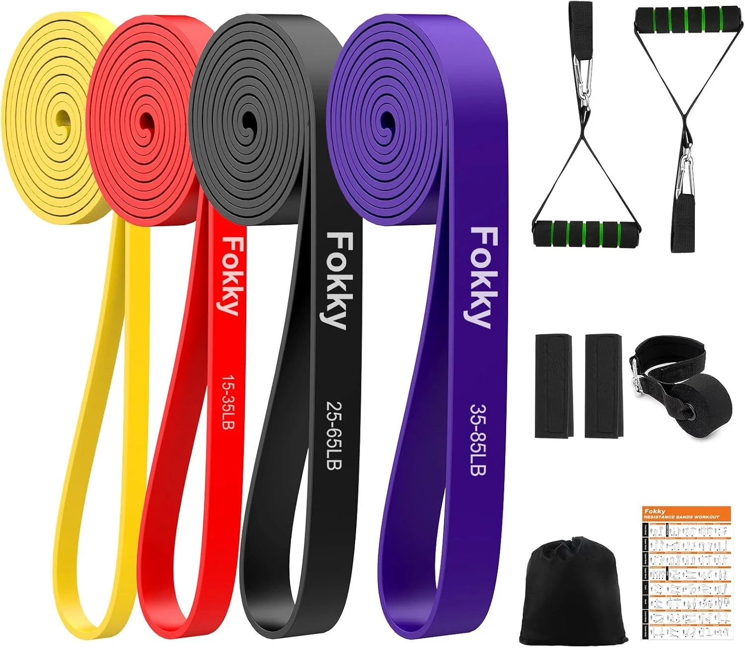 Resistance Bands Set, 4 Levels Exercise Bands with Handles Door Anchor