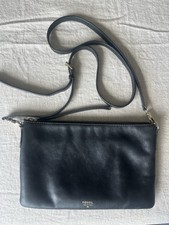 Fossil Medium Sized Smooth Black Leather Crossbody Bag
