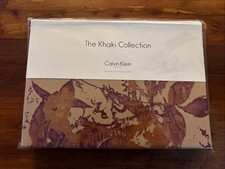 NIP Y2K Calvin Klein KING Khaki Collection Duvet ADOBE LEAF Plum Orange Tan