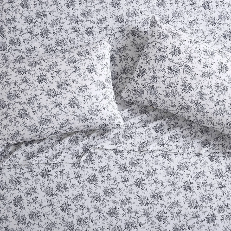 Laura Ashley Home - Juego de cama de franela de algodón de 3 piezas, cepillado... Foto 3 de 4