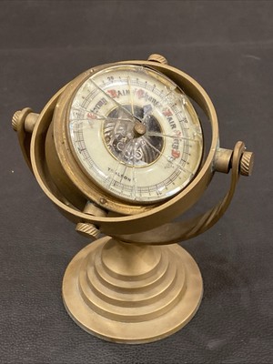 BRASS Swivel Pedestal Stormy Rain Change Fair Very Dry Thalson Germany Barometer