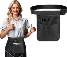 1PC Server Apron, 9.84x7.32Inch Restaurant Waitress Accessories Bag Adjustable B