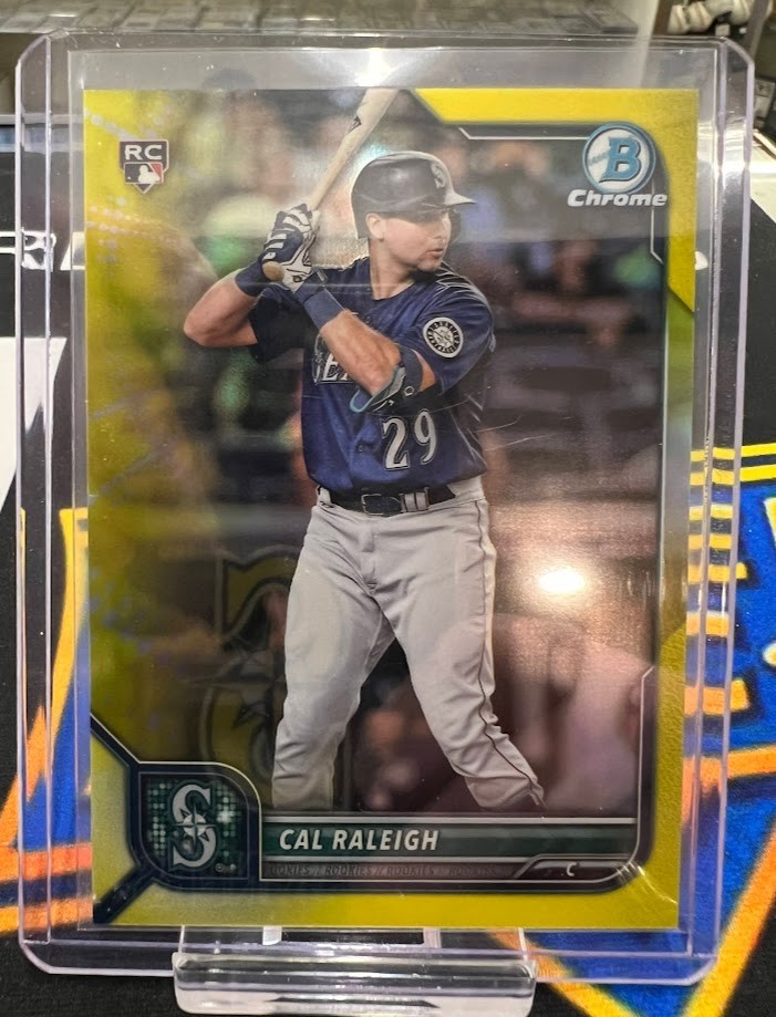 2022 Bowman Chrome Yellow Refractor #51 Cal Raleigh /75 Rookie MARINERS