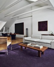 Hand Tufted Deep Purple Wool Area Rug | Minimalist 8x10 Modern large area rug