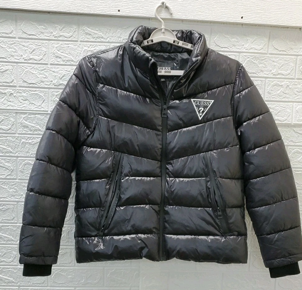 Guess S Midweight Logo Oversized Zip Puffer Jacket in Red for Men