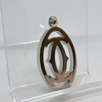 Cartier 2C Silver Color Logo Charm Pendant Top Only Japan Near