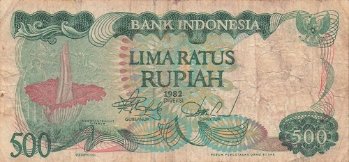 Indonesia 500 Rupiah 1982 Series F P S Circulated Banknote AAZ 11