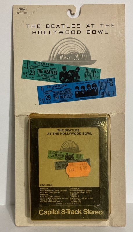 Beatles RARE 1977 Hollywood Bowl US Capitol 8-Track SEALED Retail Hanging Card