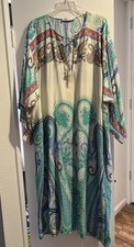 Zara Paisley Kaftan EUR/USA Med/large V Neckline With Pockets