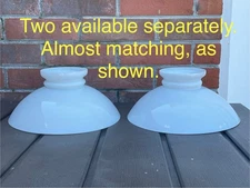 1 of 2 Antique Vtg 10" White Milk Glass Student Oil Lamp Shade Kerosene, Shallow