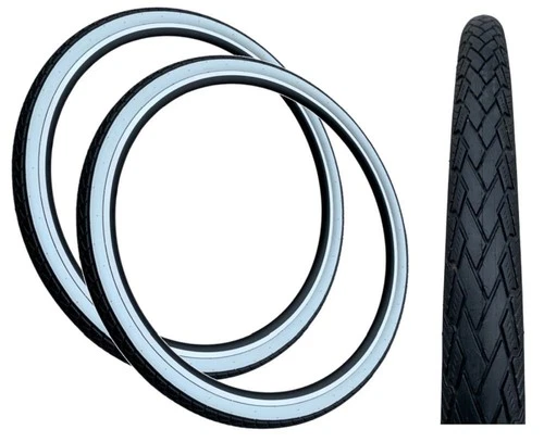 PAIR Baldys 700 x 38c WHITEWALL Hybrid Trekking Cycle Bike TYRES Slick Tread
