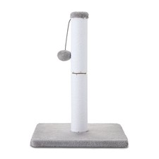 Cat Scratching Post with Dangling Ball, Cotton Rope Design, White and Gray,