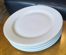 Set/5 Crate & Barrel Poland Diner White Chop Plates 12" Dinner Rimmed Charger
