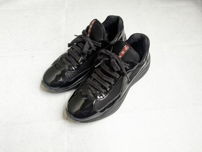 Prada America's Cup Sneakers Men US 8 UK 7 Black Patent Leather