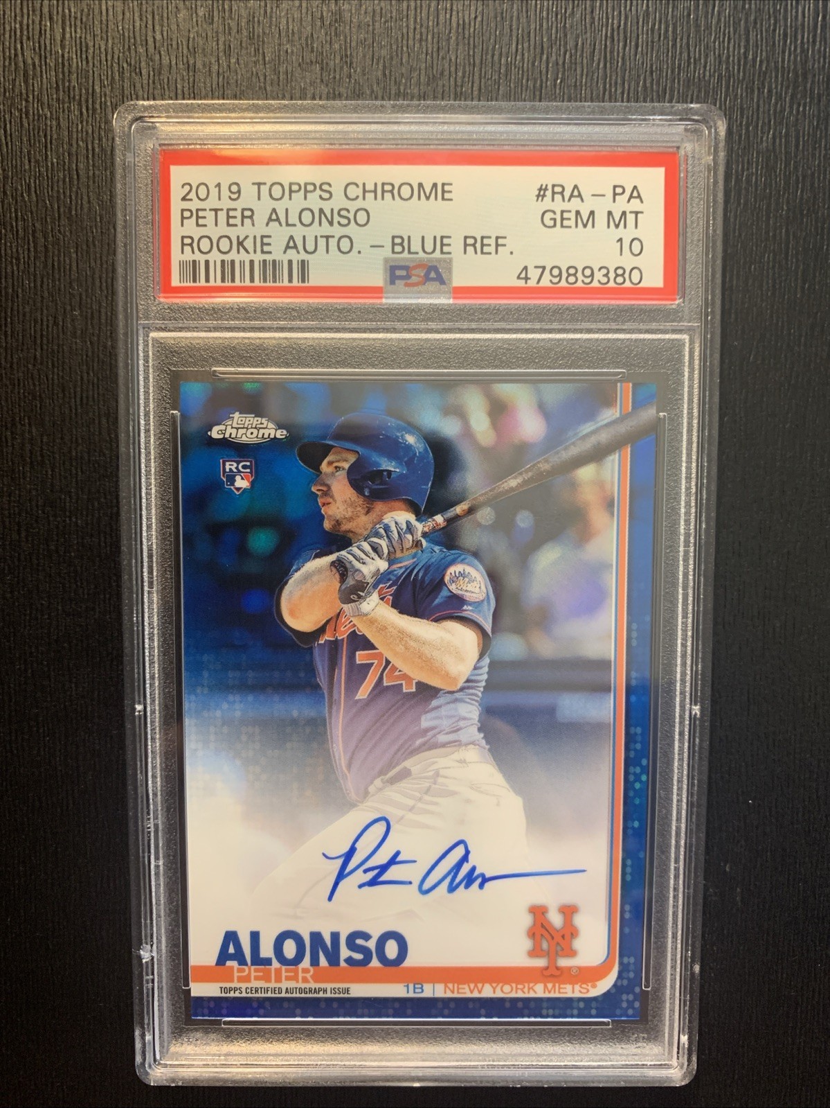 Pete Alonso 2019 Topps Chrome #RA-PA Rookie Auto True Blue Ref. /150 PSA 10 METS