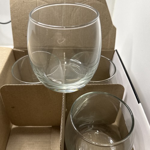 Cristar Mikonos Stemless Tumblers Clear Wine Glasses Set of 4 11.5oz. NEW - Picture 8 of 9