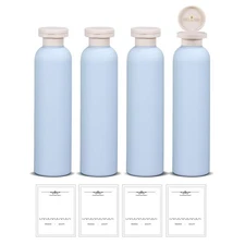 4 Pack 8.8oz Refillable Travel Shampoo Conditioner Bottles Squeeze Tube