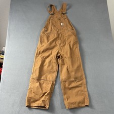 Carhartt Overalls Youth Size 10 Brown Loose Fit Bibs Outdoor Work Wear OX8603-B