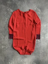 Womens Sandro Paris Red Long Sleeve Dress Size M Shift Dress R20178E