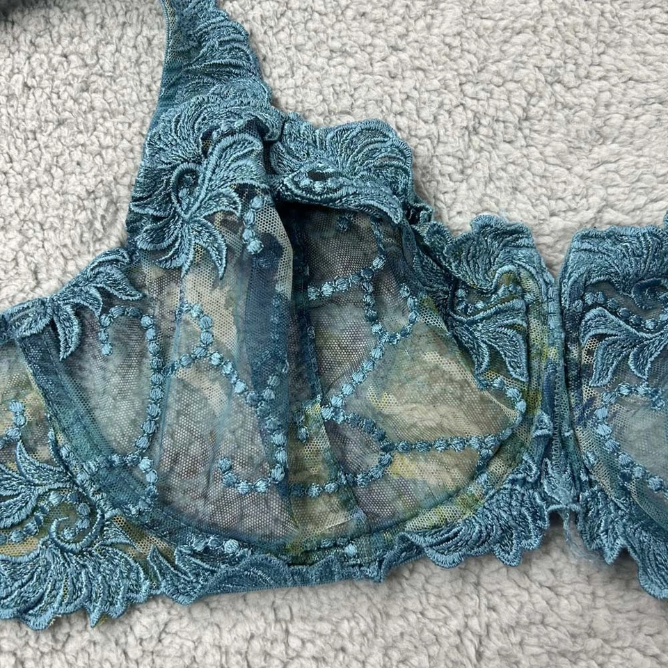 Lunaire Bra 38D Balconette Sujetador Verde Floral LACE Foto 2 de 4
