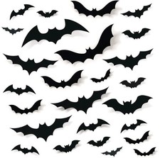 Halloween Wall Bats Decoration 56pc set, 4 Bat sizes 