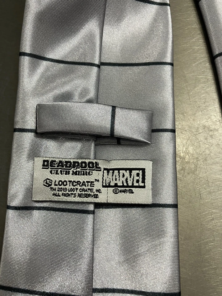 "Corbata para el cuello Deadpool para hombre plateada roja logotipo de X-Men Marvel Comics 3,5"" X 60""" Foto 4 de 4