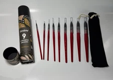 9 Pcs Professional Watercolor Synthetic Squirrel Hair Mop Paint Brushes Sz 0-8