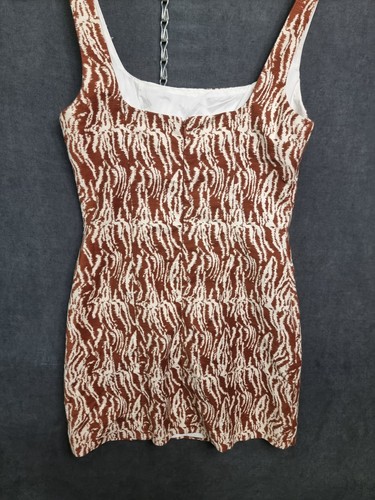 Kookai Women’s Mini Dress Size 36 Brown White Zebra Print Sleeveless Bodycon - Picture 6 of 8