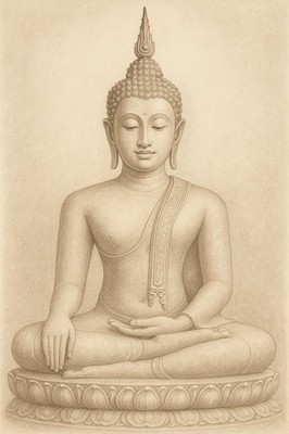 Thai Lithografie Thailand Buddha Asiatisch Gemälde Druck Bild Malerei Kunstdruck