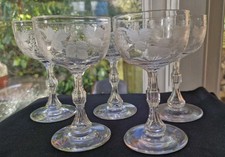 Set of 5 Victorian Grape and Vine Dessert Wine Glasses