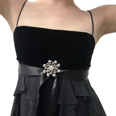 mini goth homecoming dress Zapaka Women Black Homecoming Dress with Beading Spaghetti Straps Corset Cocktail Party Dress with Criss Cross Back, Black / US26W main image 0