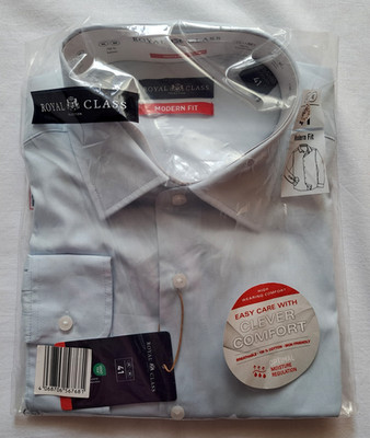 Royal Class Herren Business Hemd 41,44 modern fit BW 100% langarm hellblau