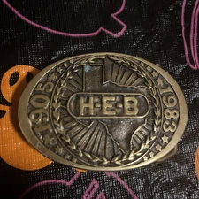 VERY RARE 1983 H-E-B HERITAGE MINT REGISTERED COLLECTION BRASS BELT BUCKLE 