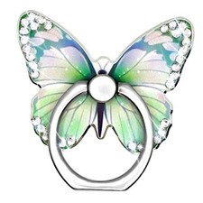 Bling Metal Cute Butterfly Cell Phone Ring Holder 360 Rotation white diamond
