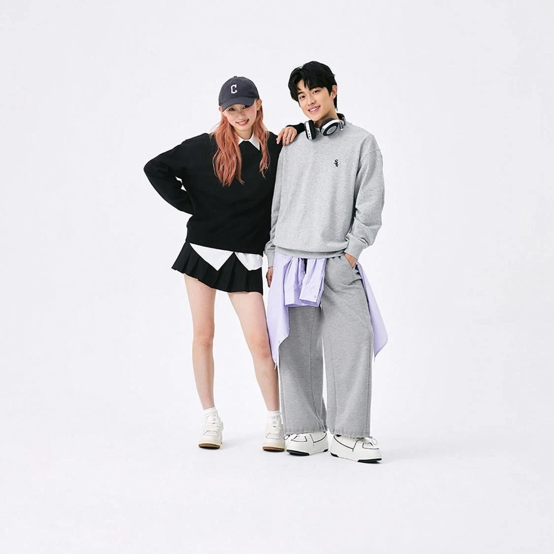 Loose Solid Color  Letter Pullover Sweatshirt Unisex Gray