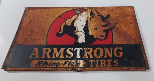 VINTAGE ARMSTRONG TIRES RHINO-FLEX Metal Sign - Picture 1 of 5