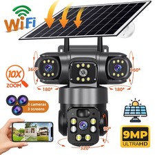 Solar Camera Outdoor Wireless WiFi 3 Lens CCTV Security Camera 360  Pan  Tilt
