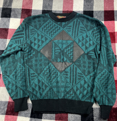 Chartwell Grandpa Sweater Mens XL(FITS M) Multicolor Aztec Pullover Vintage 90s
