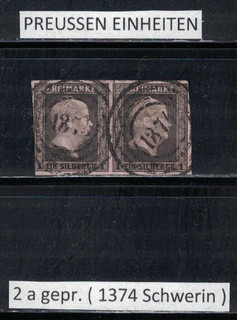 Preussen Einheiten MiNr. 2 a waag. Paar ( 1374 Schwerin ) gepr. Kastaun