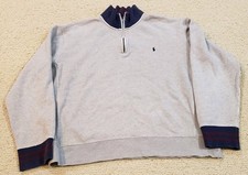 Polo Ralph Lauren Vintage 90s Quarter Zip Grey Sweatshirt Pony Made In USA