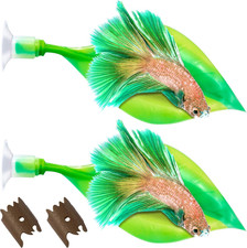 2 Pcs Green Silicone Betta Fish Bed Leaf Hammock Betta Fish Tank Accessories Dec