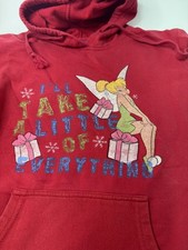 The Wonderful World of Disney Women's Red Hoodie tinkerbell Large Cotton Blend