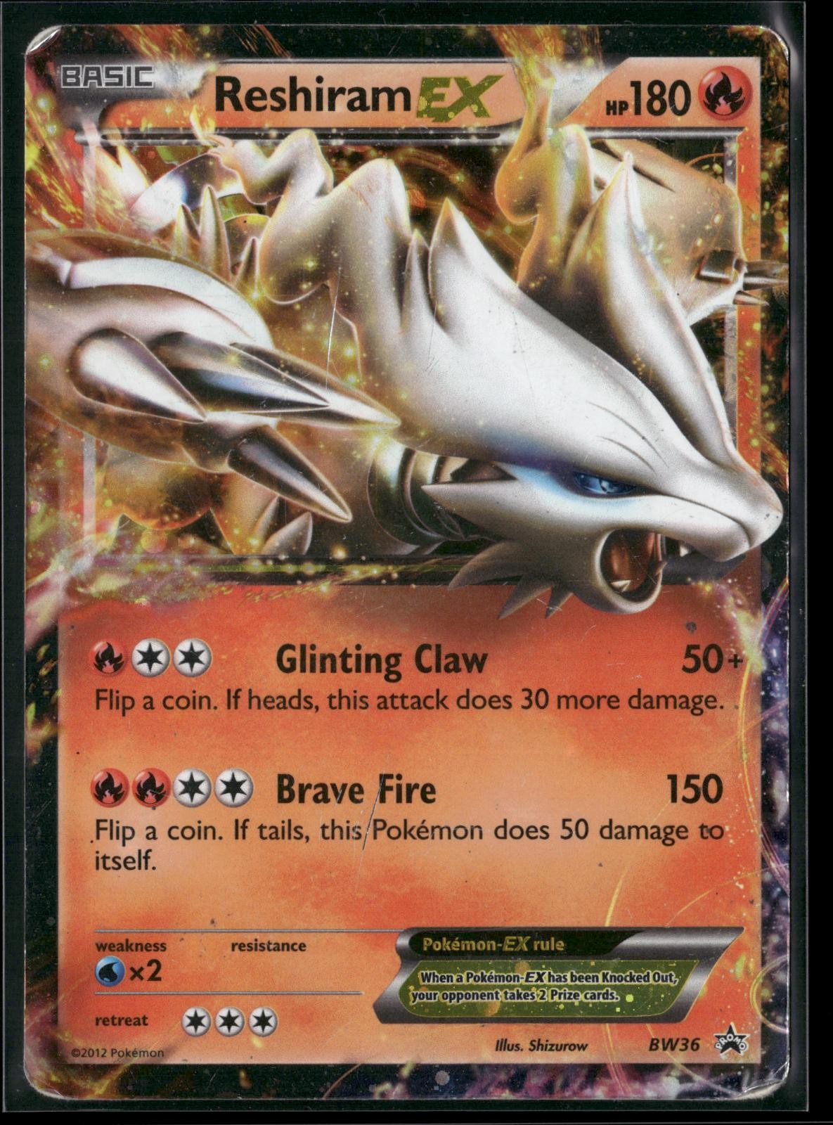 Reshiram EX BW36 Holo Promo Black And White Promo Pokemon Moderately Played