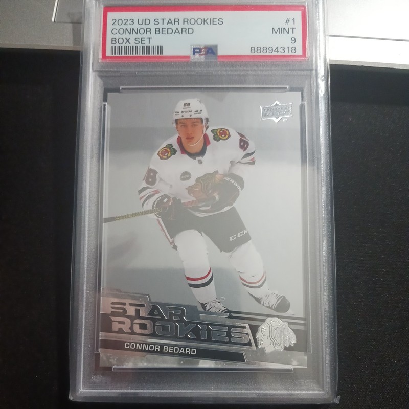 2023-24 Upper Deck NHL Star Rookies Box Connor Bedard RC #1 Blackhawks PSA 9