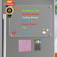 MaxGear 16"x12" Clear Acrylic Magnetic Whiteboard Fridge Dry 16 x12", White