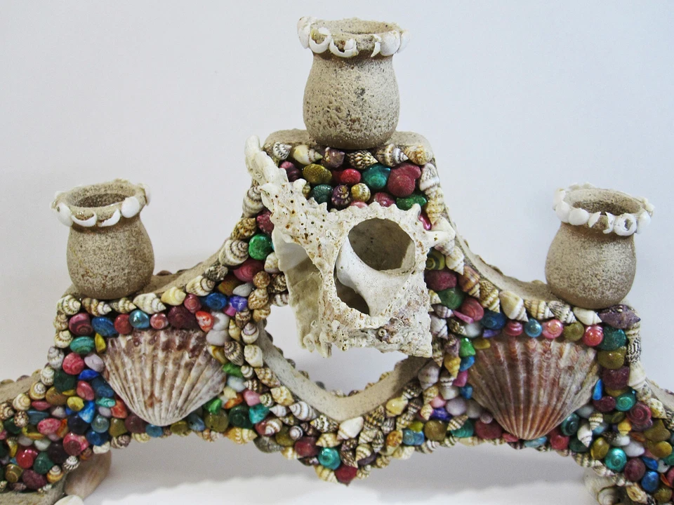 Candelabro hecho a mano Seashell 5 candelabro puente y diseño de corazón boda Foto 2 de 4