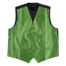 Men's Solid Green Satin Tuxedo Vest Formals Weddings Proms Waistcoat