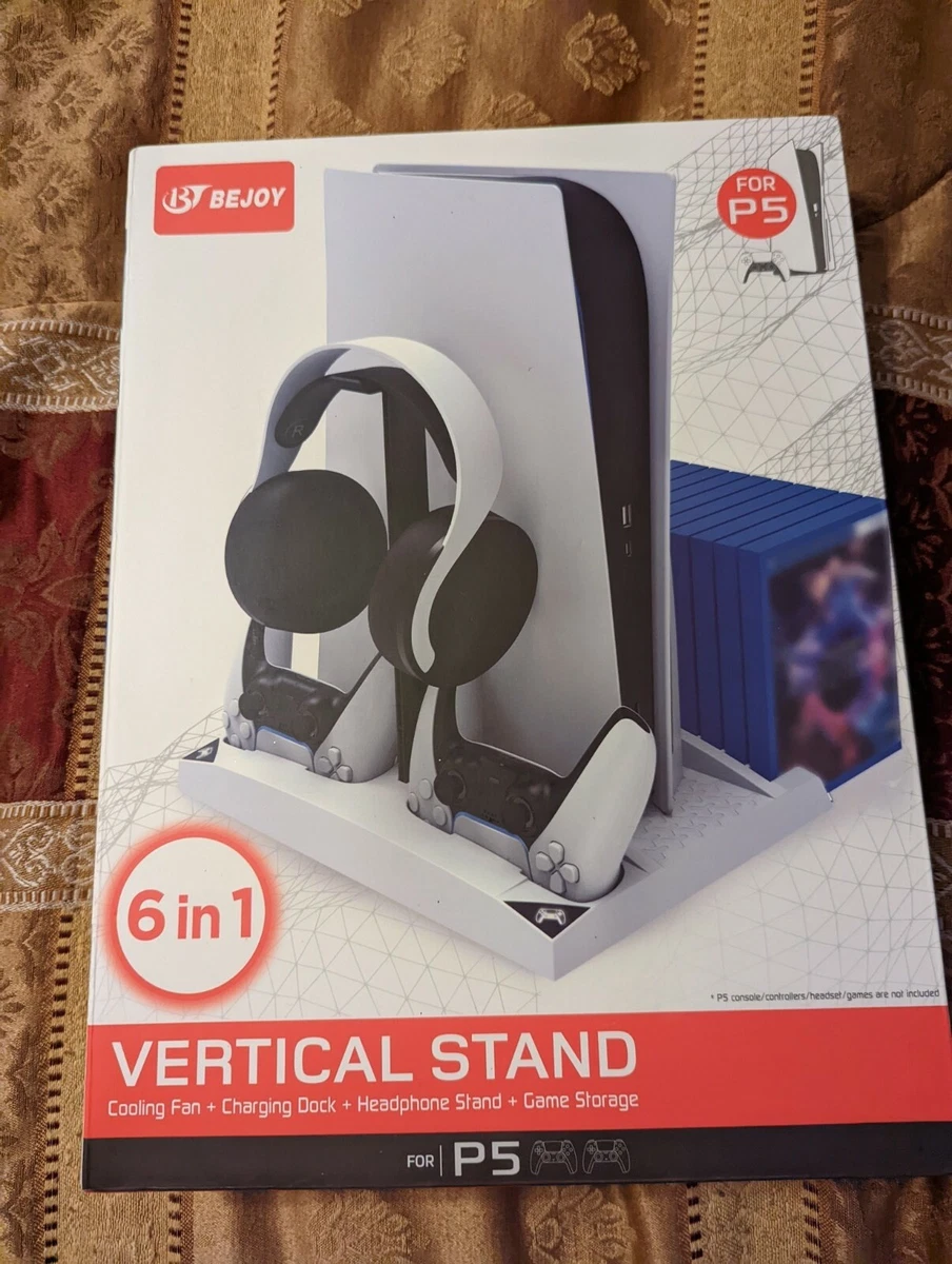 PS5 Stand with Cooling Fan and Headphone Stand